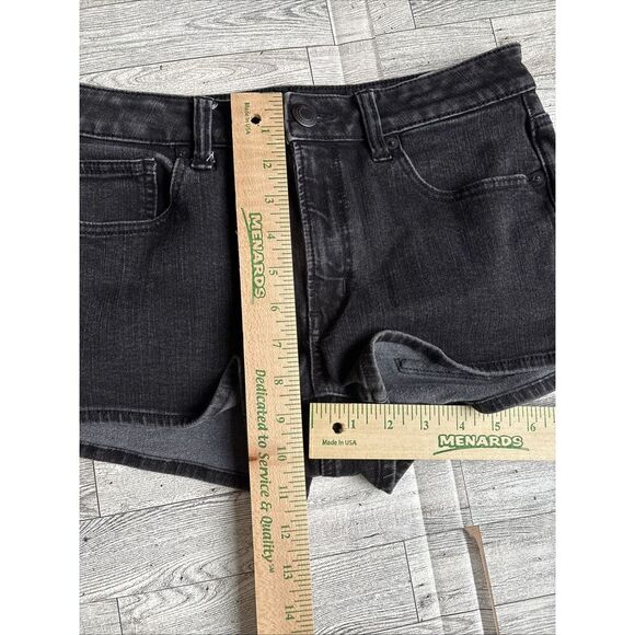 American Eagle Jean Shorts Size 6 Womens‎ Hi Rise Shortie Stretch Black Denim - Picture 7 of 8